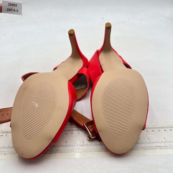 XYD Red High Heel Slingback Sandal Open Toe Buckled Cross Ankle Strap Dress Shoe - Picture 7 of 8